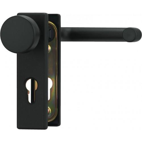 POIGNÉES DE PORTE SUR PLAQUE KFG POUR PORTE COUPE-FEU - NOIR - BÉQUILLE ET POIGNÉE - BOUT ROND ABUS