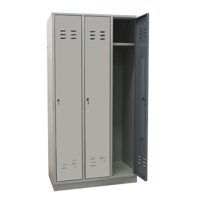 PROREGAL Armoire vestiaire ERMINE avec 3 portes | HxLxP 178x89x50cm | Gris/gris - gris métal RAD349-06_0