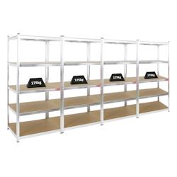PROREGAL Mega Deal 4x étagère robuste RAGNAR | HxLxP 180x90x60cm | Charge du compartiment 175kg | Galvanisé | Étagère de garage - argenté acier_0