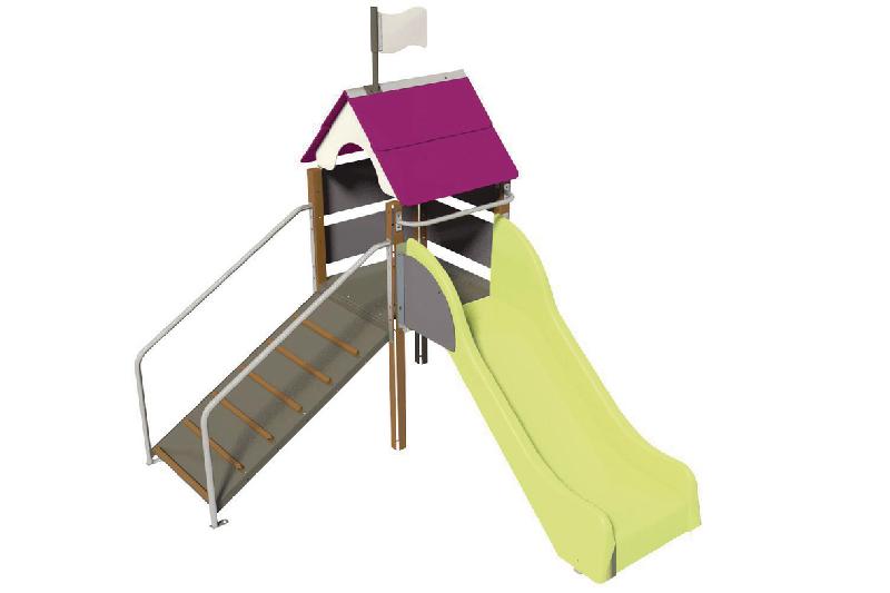 STRUCTURE FRIPOUNETTE BABY-GLISSE - BOIS - SCELL - POLY - GRIS/PRUNE-WIKI CAT - MANUTAN COLLECTIVITÉS