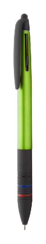 Stylo bille 3 couleurs stylet - plastique - encres noire, bleue et rouge - couleur vert citron_0