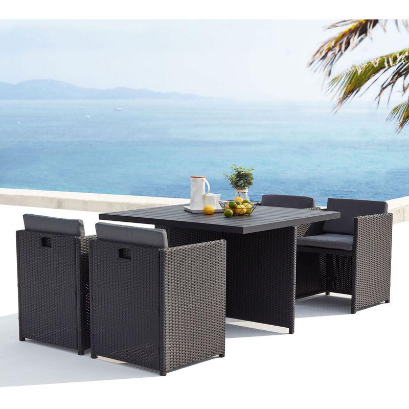 Sunset 4 Salon De Jardin Encastrable 4 Places En Resine Tressee