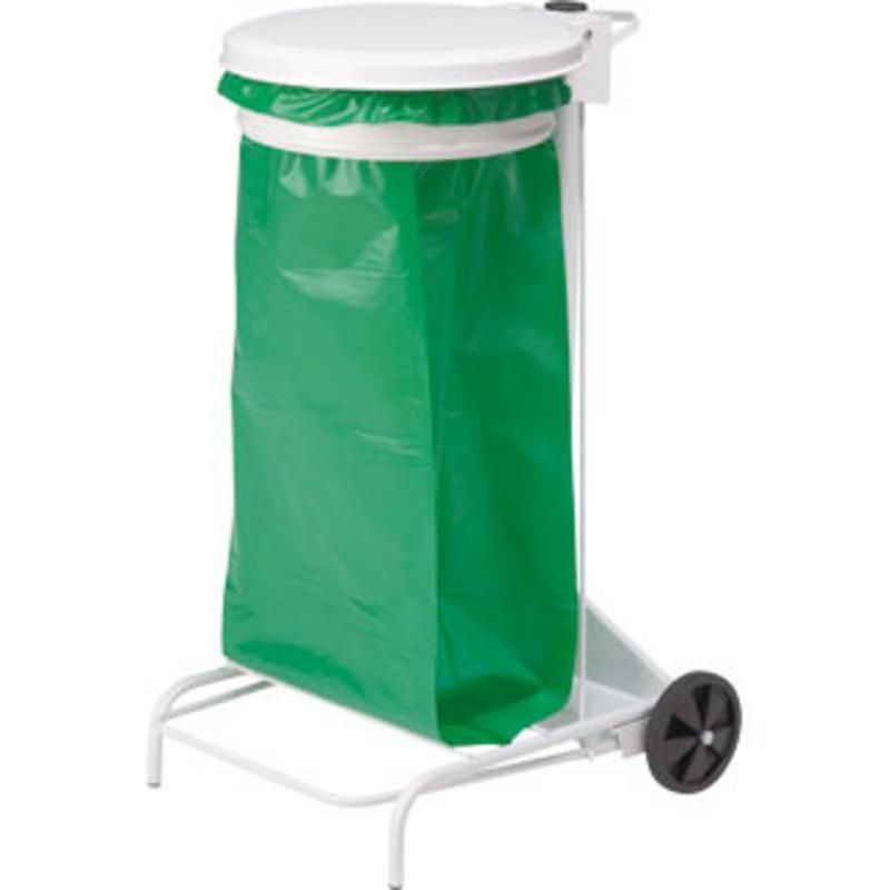 SUPPORT DE SAC COLLECROULE 110L A PEDALE BLANC