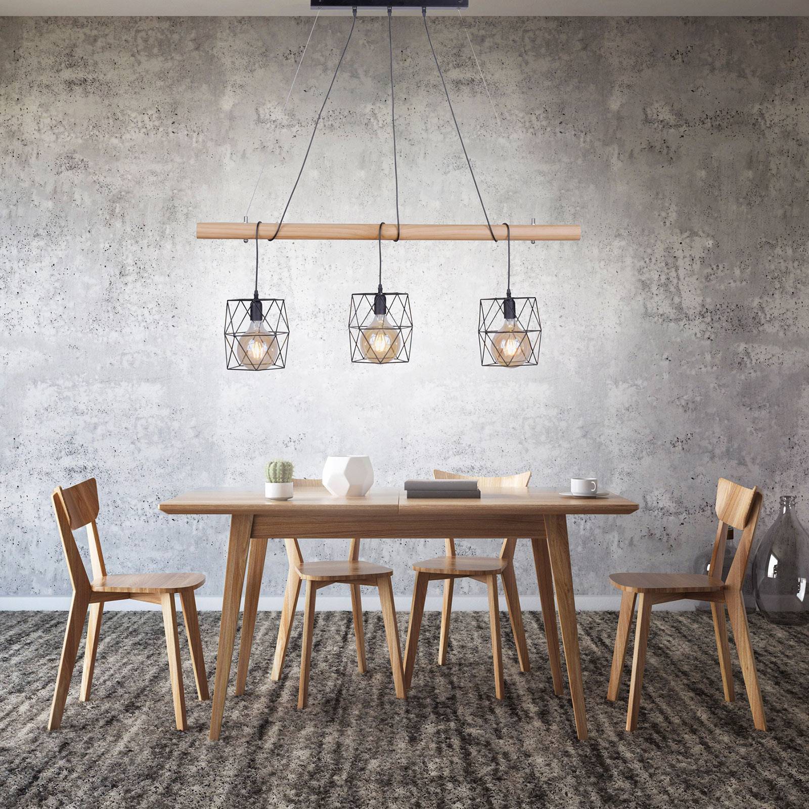 JUST LIGHT. SUSPENSION LED EDGAR, ABAT-JOUR CAGES, À 3 LAMPES