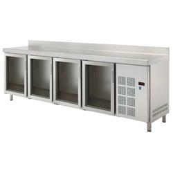 Table froide 4 portes vitrées - 2545x600x850 mm - 350 W 230/1V - 73289509 Eurast - inox 73289509_0