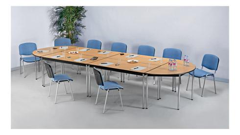 TABLE RECTANGULAIRE CONFORT AVEC BORDS ARRONDIS ANTICHOCS HÊTRE PIÈTEMENT CHROMÉ 140 X 70 CM