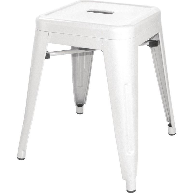 Tabouret bas Bistro en acier blanc (lot de 4) | Bolero - DL869_0