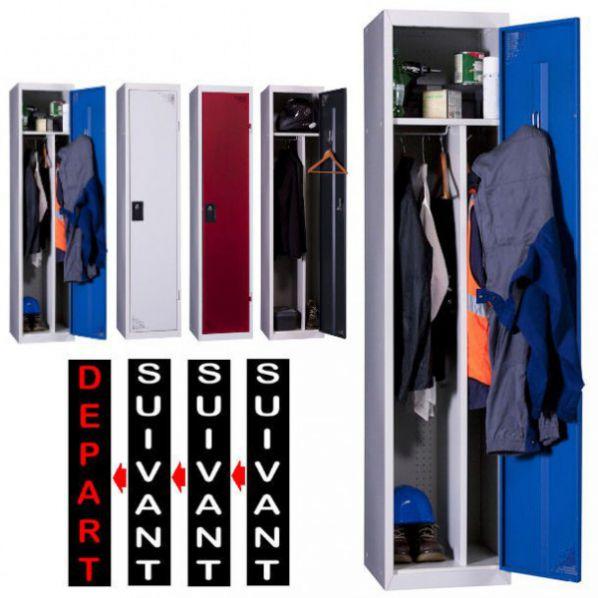 Vestiaire industrie salissante démontable - 1 case porte bleue - Rolléco - 4 coloris disponibles_0