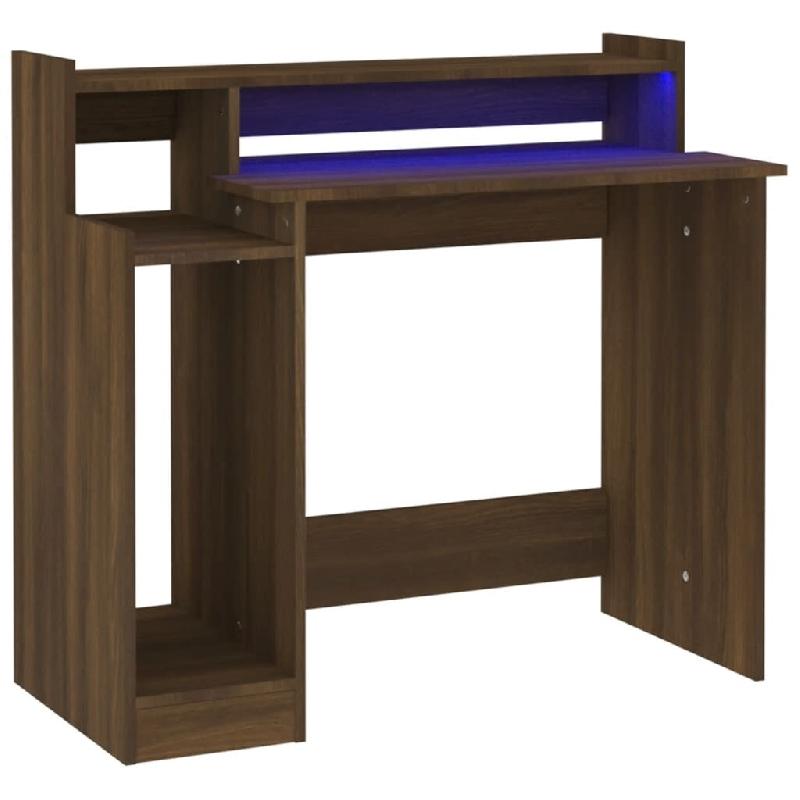 VidaXL Bureau et lumières LED Chêne brun 97x45x90 cm Bois d'ingénierie Modèle Apex Marine - marron 820477_0