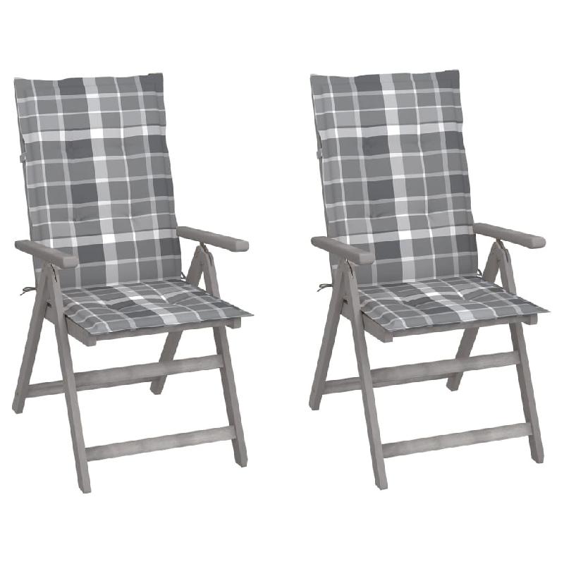 VidaXL Chaises Inclinables De Jardin Lot De 2 Et Coussins Bois Acacia - gris 3064712_0