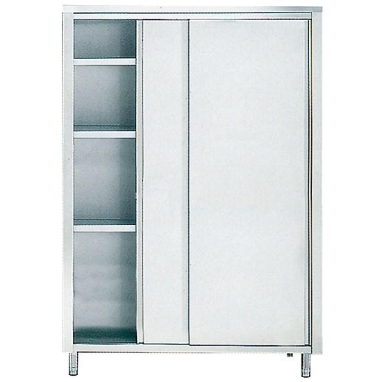 Armoire inox de rangement avec portes coulissantes et 3 étagères, 1300x600 mm - SAVS205513_0