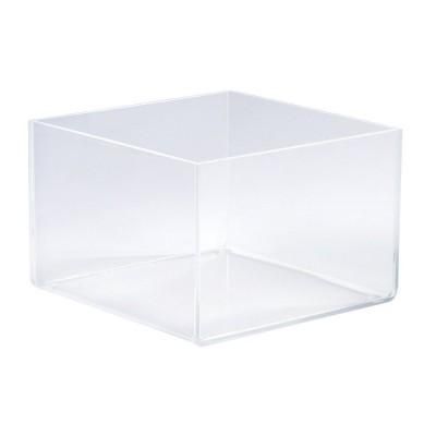 Bac de présentation en plexiglas carré - 3 mm d'épaisseur - Contact alimentaire - 15x30x30 cm_0
