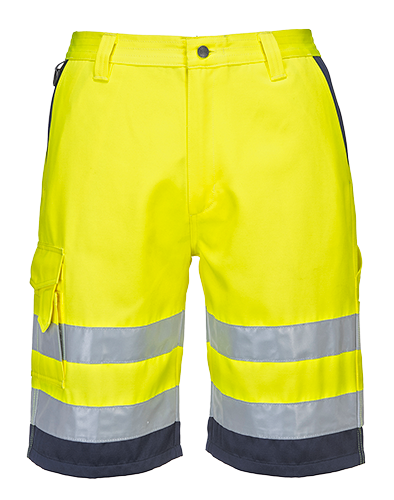 Bermuda réfléchissant jaune marine E043 - poly-coton, bandes réfléchissantes, 7 poches, certifié CE_0