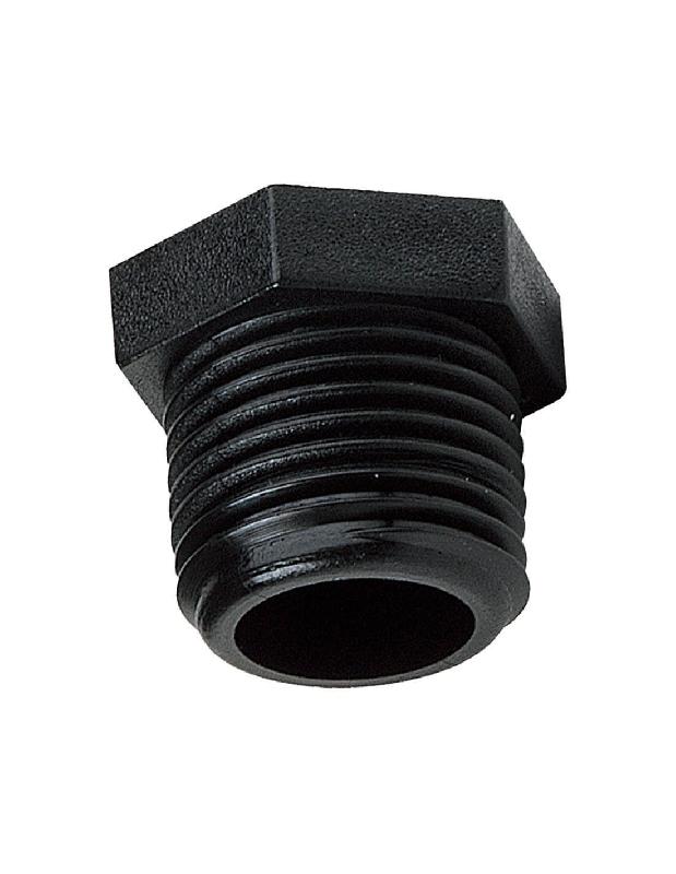 Bouchon Mâle Pas du Gaz - PP noir - sans joint - Mâle 3/4