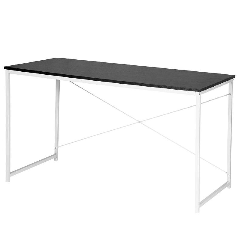 Bureau adulte d'ordinateur design élégant - 120 cm - Noir - Stable et robuste - MDF et pieds en métal_0