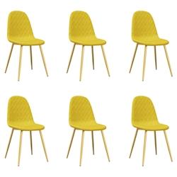 Décoshop26 - Set de 6 chaises de salle à manger en velours jaune moutarde et pieds en fer doré DEC025694 - jaune 3000255390953_0