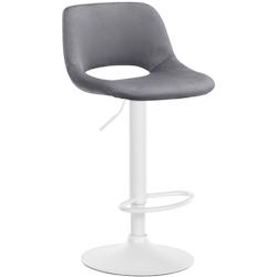Décoshop26 - Tabouret de bar chaise haute x1 avec repose-pieds en velours gris foncé piètement métallique blanc 10_0004609 - blanc 3000252196503_0