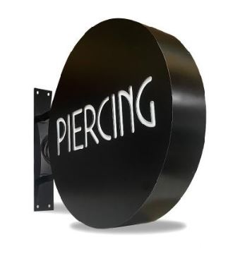 Enseigne drapeau ronde dibond ajouré LED personnalisée - avec logo ou design au choix_1