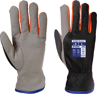 Gants Wintershield noir orange A280 - XL - doublés polaire, certifiés CE_0