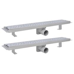 Helloshop26 - Caniveau drain de douche linéaire 2 pcs 630 x 140 mm acier inoxydable 02_0003029 - 3000105401532_0