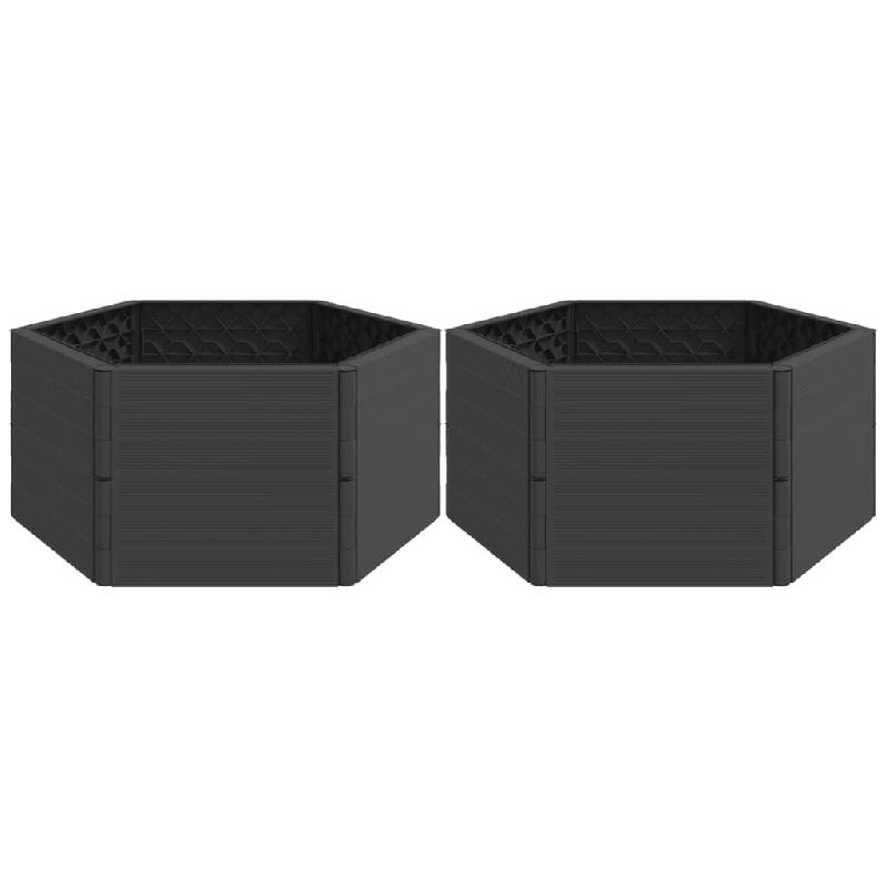 Helloshop26 - Jardinière bac lit surélevé plantes fleurs jardin terrasses de jardin lot de 2 PP anthracite 02_0038905 - 3000218088767_0