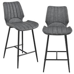 Helloshop26 - Lot de 2 tabourets de bar siège de cuisine 103 cm gris foncé 03_0002785 - 3000335299787_0
