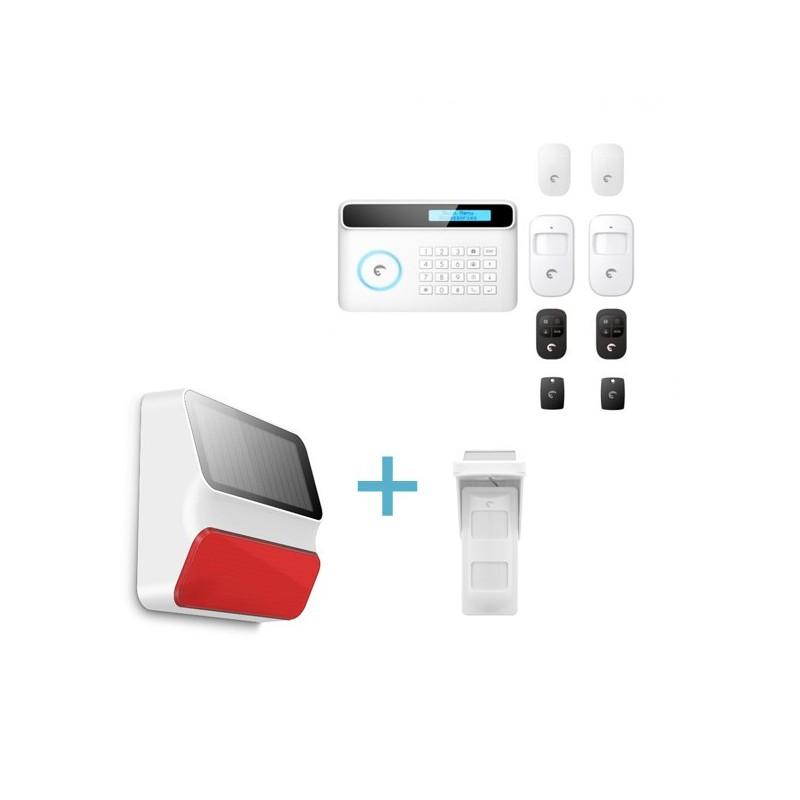 Pack extérieur alarme GSM et RTC eTiger - Sirène 100 dB, détecteurs et télécommandes inclus_0