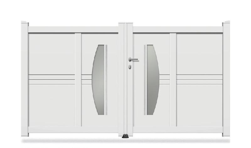 Portail battant aluminium OPC-313 - dimensions au choix, coloris standards et accessoires inclus_0