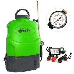 Pulvérisateur Electrique à Batterie 16L Batterie lithium 12V 8 Ah Chargeur + 3 buses + Manomètre IRIS GARDEN - vert 3663936034340_0