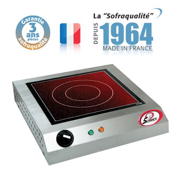 Réchaud vitrocéramique - 1 feu - 300 x 300 mm - Détecteur de présence - 3500 W - Fabrication française - 27102D_0