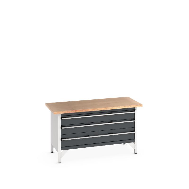 Etabli Monobloc KW Cubio 1578-1.22 Mpx - 3 tiroirs - 1500x750x840 mm - Plateau bois multiplis 40 mm_0