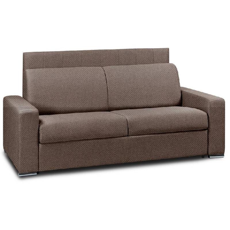 CANAPÉ LIT CANAPEXPRESS NORMANDIE SOMMIER LATTES 120CM MATELAS MÉMORY  22CM TÊTE DE LIT INTÉGRÉE VELOURS MARRON_0