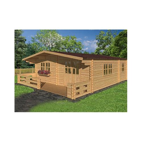 Chalet en bois plain-pied Lipki - madrier 44 mm - 44.8 m² - toit double pente - 4 pièces - sapin du nord brut_0