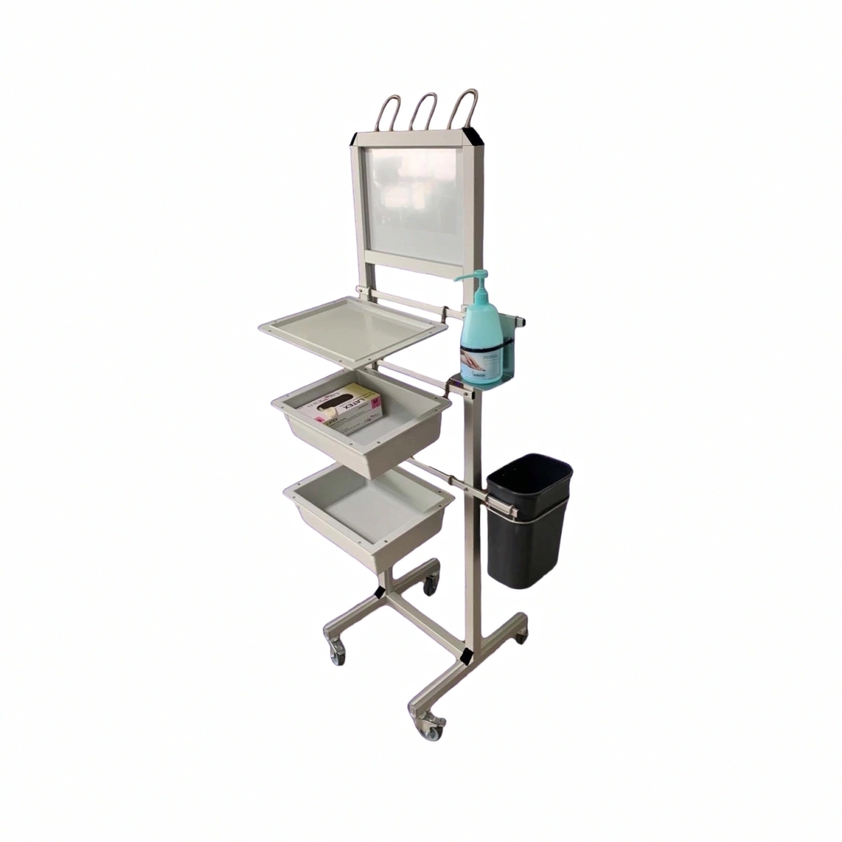 Chariot d'isolement ou station d'hygiène mobile et modulaire, à placer à chaque entrée de tout établissement médical - HYGISTAND_0