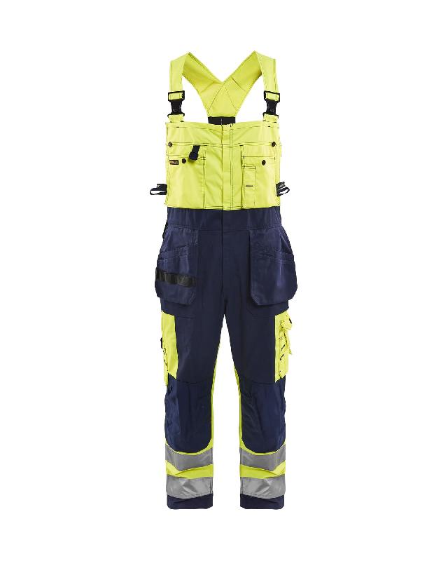 Cotte à bretelles 2603 haute visibilité - Blaklader - EN 14404, EN 20471 - Polyester/coton 300g/m² - Bleu/Jaune fluo_0