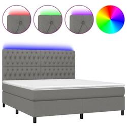 Cadre de lit LED Décoshop26 avec sommier, tête de lit réglable et matelas 160x200 cm en tissu gris foncé - TDL0208339_0