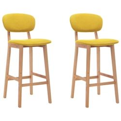 Décoshop26 - Lot de 2 tabourets de bar chaises hautes avec dossier en tissu jaune moutarde DEC029741 - jaune 3000257531712_0