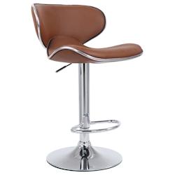 Décoshop26 - Tabouret de bar x1 pivotant design moderne en PVC marron clair support en métal chromé 10_0005075 - marron 3000252447087_0