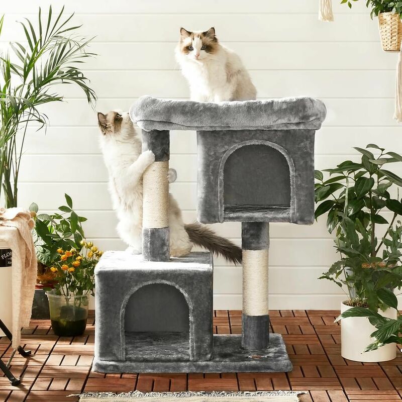 Feandrea Arbre A Chat Hauteur De 84cm Colonne En Sisal Pour Aiguiser Les Griffes 2 Niches Feandrea Arbre A Chat Hauteur De 84cm Colonne En Sisal Pour Aiguiser Les Griffes 2 Niches