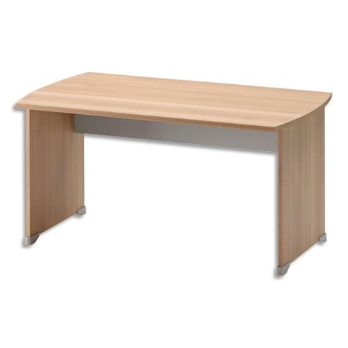 Gautier office table bureau l140 cm avec voile de fond jazz hêtre gris clair - dim. : l140 x h74 x p80 cm_0