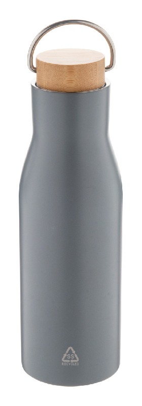 Gourde isotherme à double paroi - 500 ml - Acier inoxydable recyclé avec couvercle en bambou_0