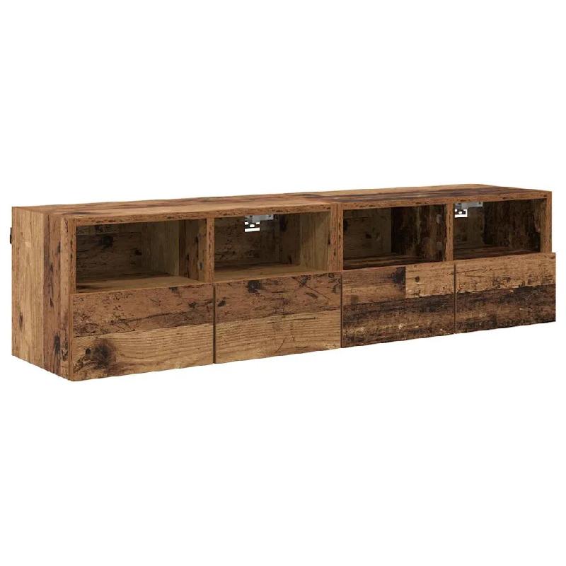 Helloshop26 - Lot de 2 meubles TV muraux pratiques design minimaliste 60 x 30 x 30 cm en bois d'ingénierie ancien 02_0052785 - Bois massif 3000237590_0