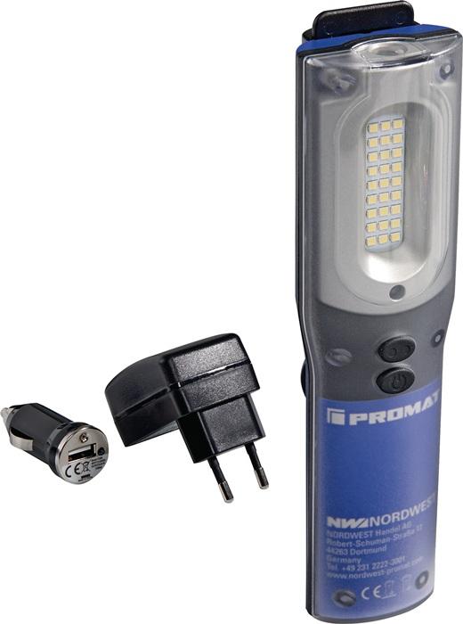 Lampe baladeuse à accu à LED 3,7 V 6700 mAh Li-Ion - 10+3 W - 220-1000 lm - Temps de chargement 4h - PROMAT_0