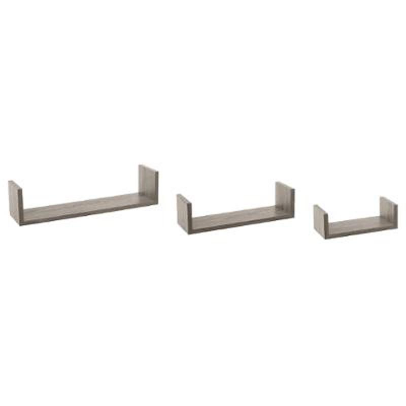 Lot de 3 étagères murales bord 42cm - Chêne gris - Paris Prix - 3 tailles différentes en MDF_0
