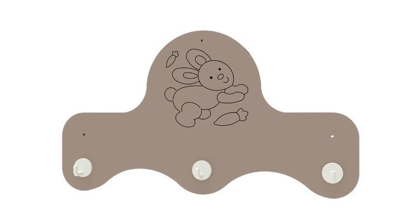 Porte-manteau Lapin pour 3 enfants - Réf. V.PDM3 - Dimensions L616mm x H355mm x P61mm_0