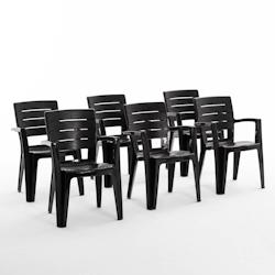 RATTATAN Set de 6 chaises monobloc en polypropylène avec fibre de verre, effet bois, empilables pour extérieur et jardin, bar et restaurant - Anita_0