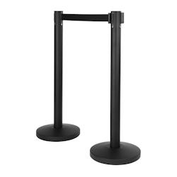 Securit® Essentiel Line - Poteaux d'accueil retractable en Acier Noir vendus par Lot de 2 - 8,5 kg unitaire - Sangle Noire de 190cm - noir inox RS-RT_0