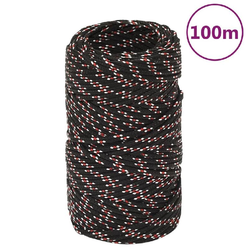 Vidaxl corde de bateau noir 2 mm 100 m polypropylène 152319_0