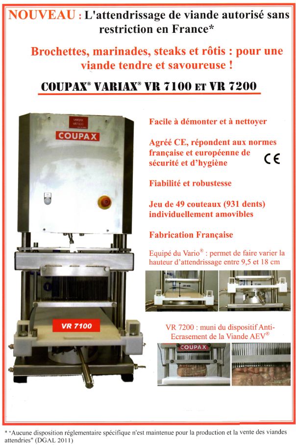 Vr 7100 - attendrisseur de viande Coupax - 49 couteaux - fabrication française - norme CE_0