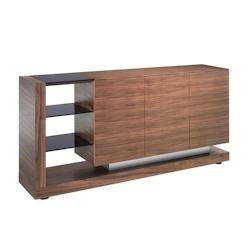 AC ANGEL CERDA Angel Cerdá Buffet en noyer, acier poli et plateau en verre noir 3140C 170 x 40 x 83 - marron Bois massif 8435631005551_0